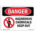 Signmission OSHA Danger Sign, 12" Height, 18" Width, Rigid Plastic, Hazardous Chemicals Keep Out, Landscape OS-DS-P-1218-L-1311